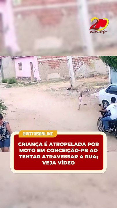 Criança é atropelada por moto em Conceição-PB ao tentar atravessar a rua; veja vídeo