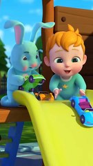 baby and rabbit is playing the game