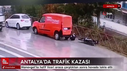 Antalya'da kaza yapan motosikletli takla attı