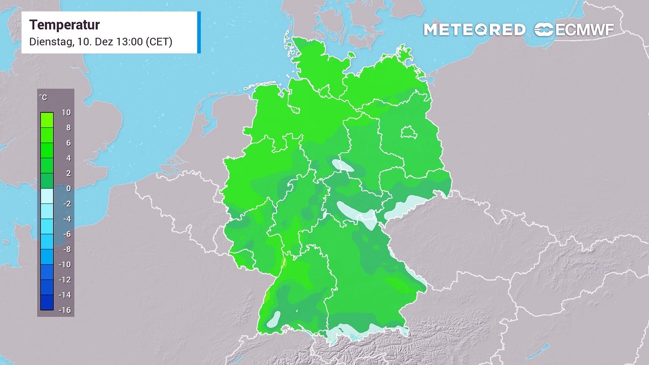 Tagsüber bleiben die Temperaturen im einstelligen Bereich, nachts kommt es zu leichtem Frost