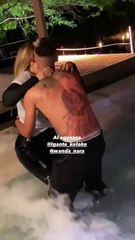 Cumple Wanda NAra con LGante en la pileta