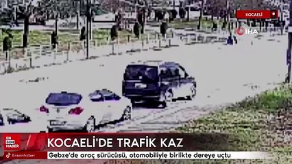 Gebze'de otomobil dere yatağına uçtu