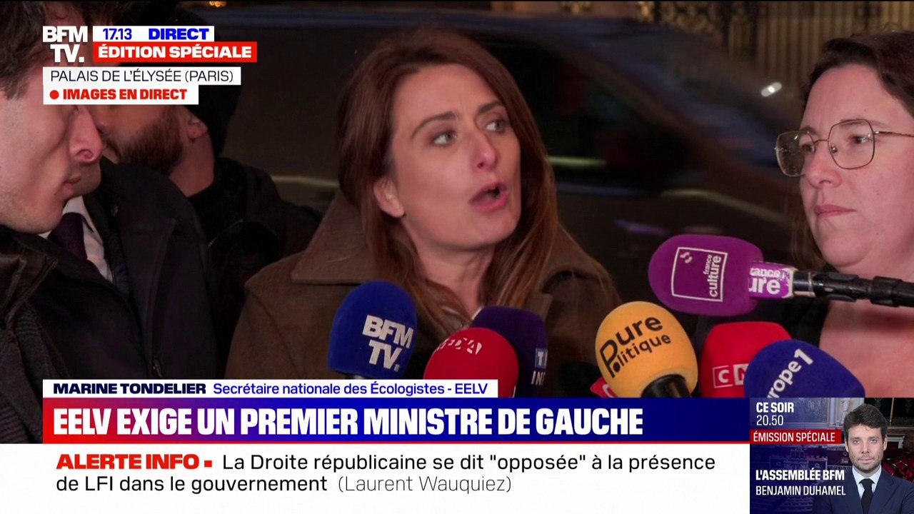 Nomination d'un Premier ministre: "Encore un effort", demande Marine Tondelier (Les Écologistes) à Emmanuel Macron à la sortie des consultations à l'Élysée