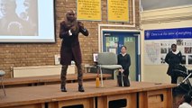 Boxer Chris Eubank visits Smethwick School.