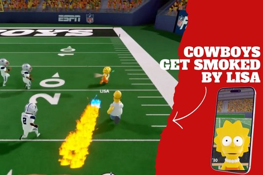 Lisa Simpson makes the Cowboys' defense look silly as she smokes them and score a touchdown for the Bengals