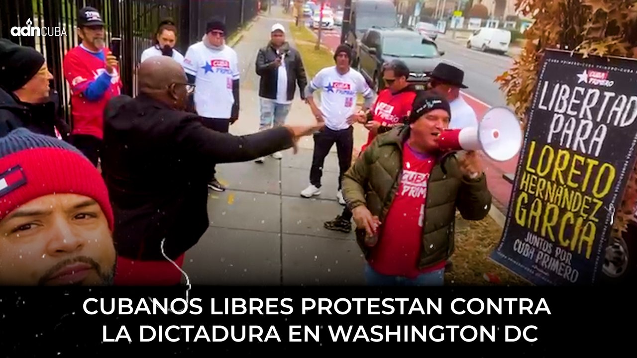 Cubanos libres protestan contra la dictadura en Washington DC