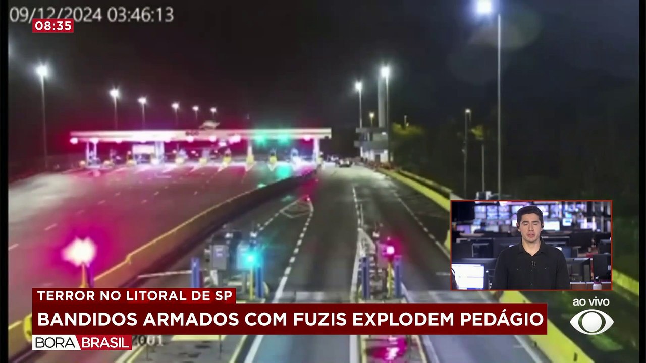 Bandidos usam explosivos e fazem reféns em tentativa de assalto a pedágio no litoral de SP
