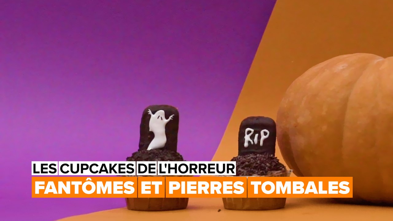 Les Cupcakes de l'horreur : fantômes et pierres tombales pour Halloween