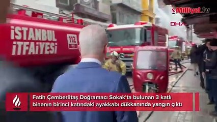 Fatih Çemberlitaş'ta ayakkabı dükkanında yangın