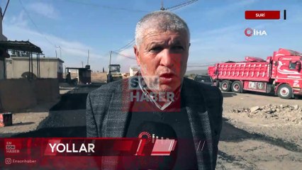 Suriye'de terörden arındırılan Münbiç'e giden yollar onarılıyor