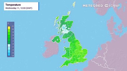 UK temperature forecast for the next few days