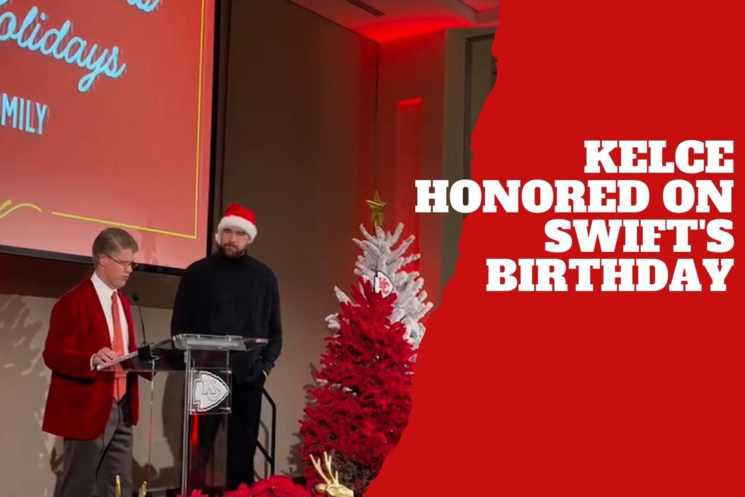 Travis Kelce steals the spotlight at Chiefs Christmas party on Taylor Swift's birthday
