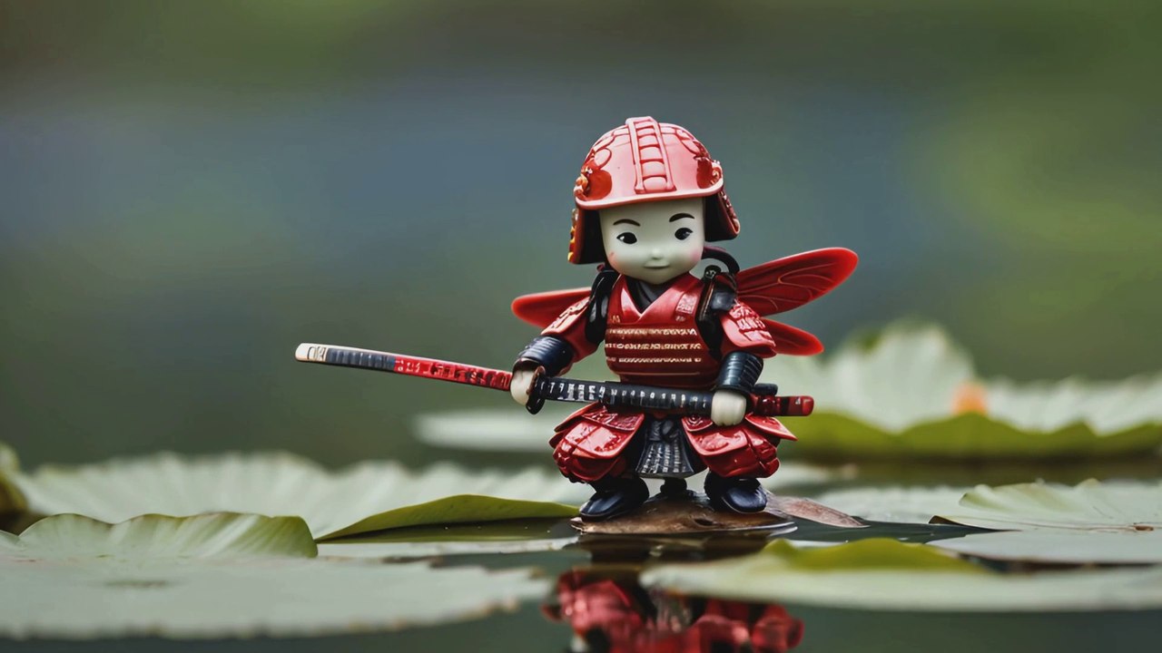 Tiny Samurai on a Dragonfly