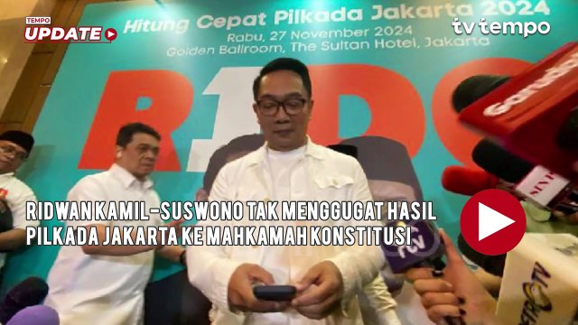 Ridwan Kamil-Suswono tak Menggugat Hasil Pilkada Jakarta ke Mahkamah Konstitusi