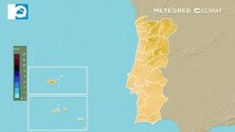 Precipitação acumulada em Portugal, nas próximas 48 horas.
