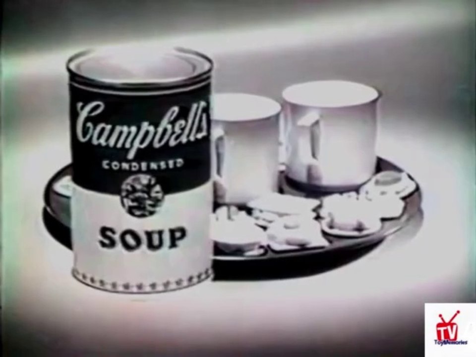 1960s Cambell's soup and crackers with cheese TV commercial