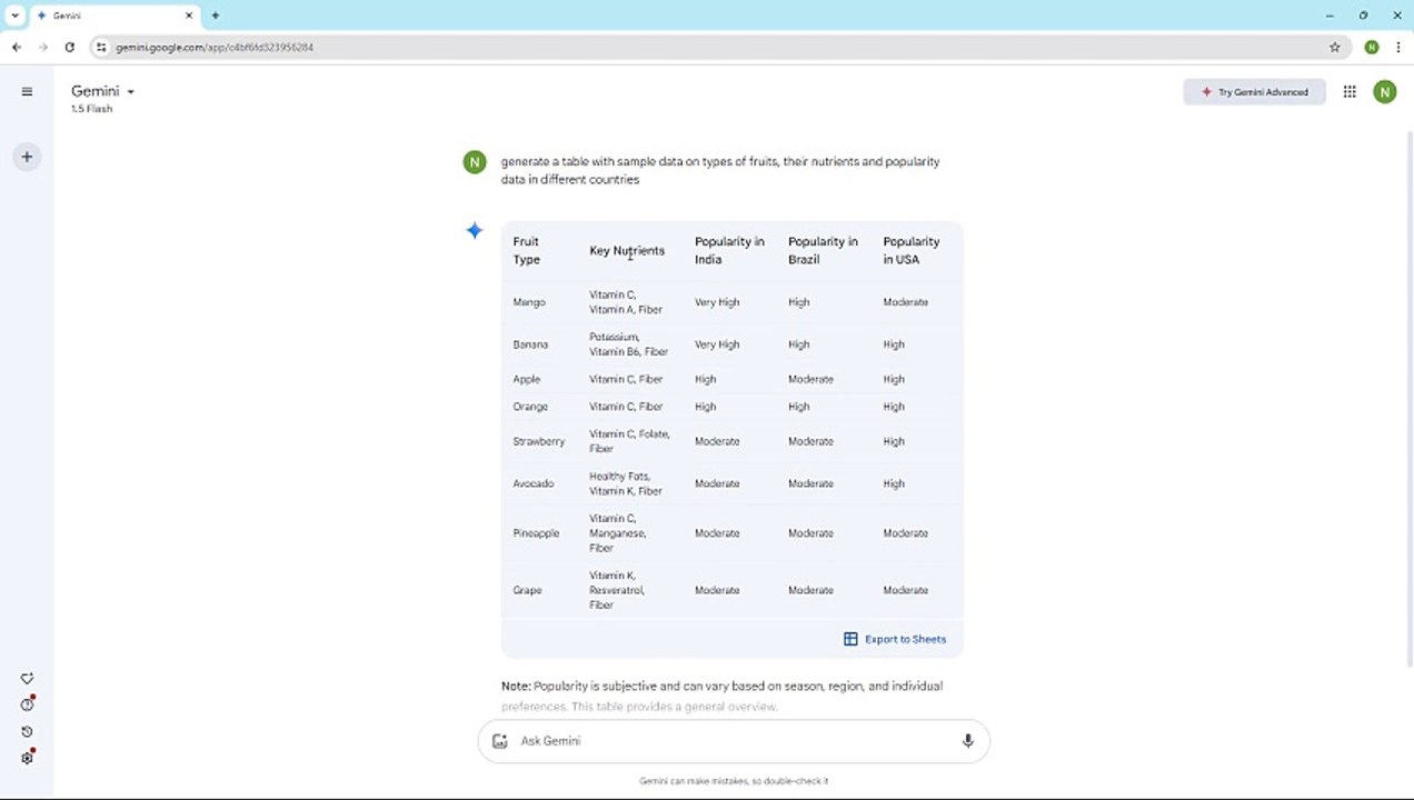 Google Gemini Course Section 22 Exporting Table Data to Google Sheets