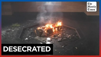 Tomb of ousted president Bashar al-Assad's father set on fire in Syrian hometown