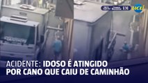 Idoso é atingido por cano que caiu de caminhão em movimento