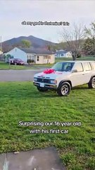 Surprising their son with his first car, always hits when it’s the first car