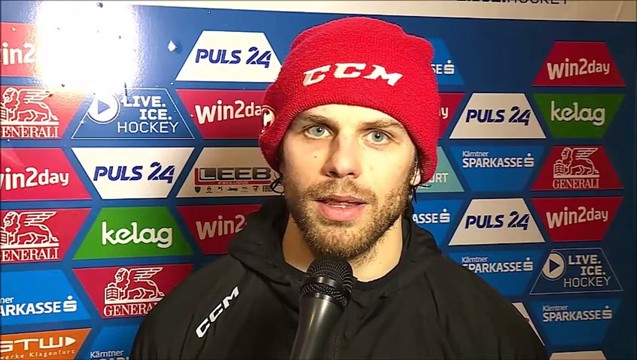 Daniel Obersteiner (KAC) nach dem Sieg gegen Fehervar