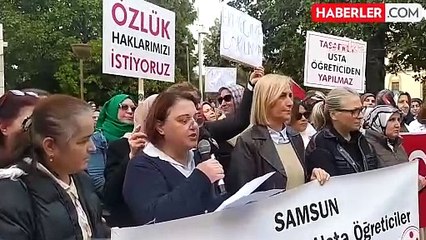 Samsun'da Usta Öğreticilerden Eğitimde Tasarrufa Protesto