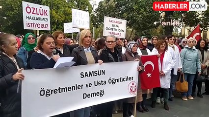 Samsun'da Usta Öğreticilerden Eğitimde Tasarrufa Protesto