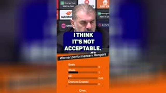 Postecoglou slams 'unacceptable' Werner performance at Rangers