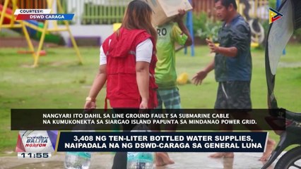 3,408 ten-liter bottled water supply, naipadala na ng DSWD-Caraga sa General Luna, Surigao del Norte