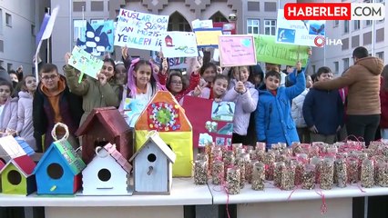 İlk-Ortaokul öğrencilerinden kuşlar için sıcak yuvalar hazırlandı