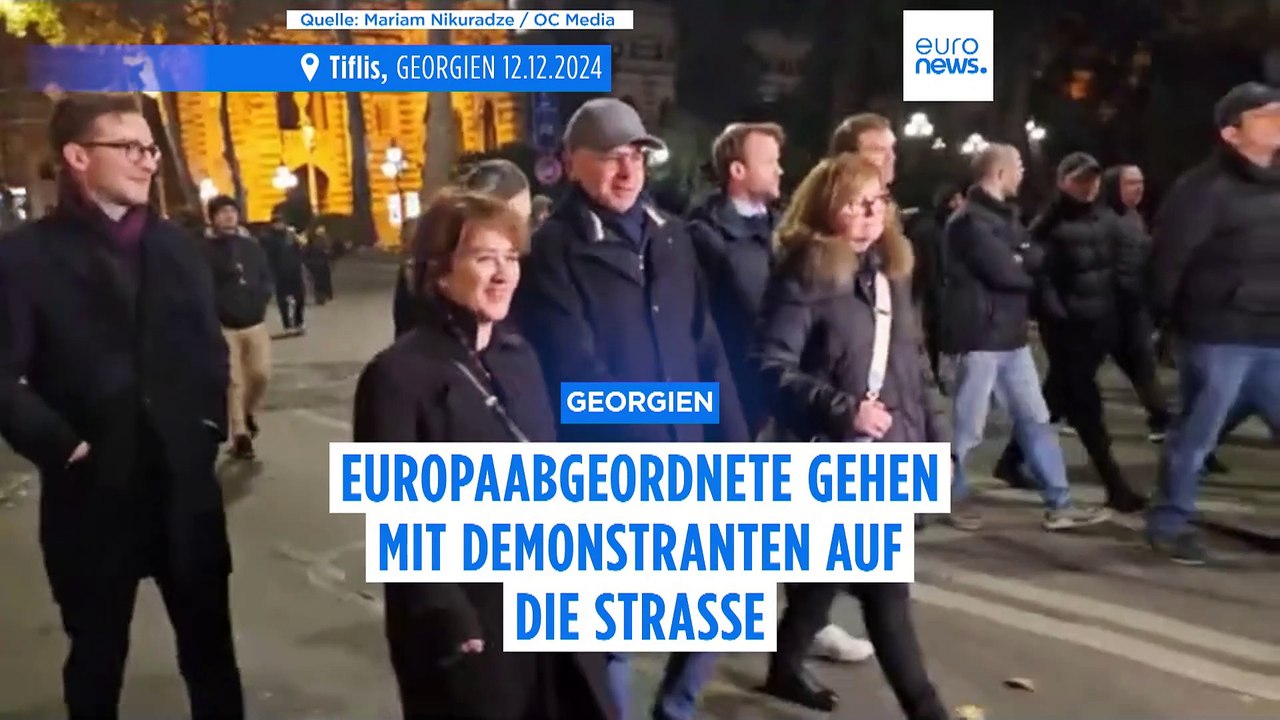 Europaabgeordnete gehen mit georgischen Demonstranten auf die Strasse