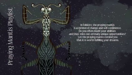 Praying mantis, playlist, illustration Dormtria