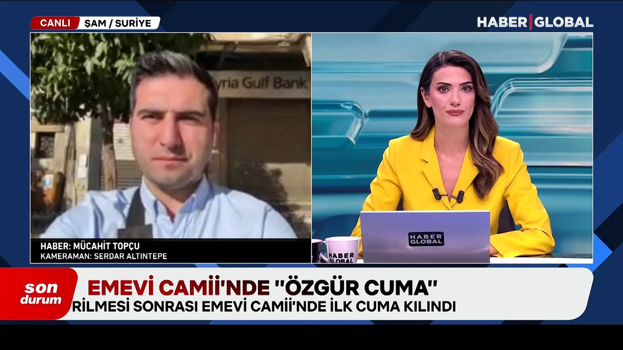 Özgür Suriye'de ilk cuma namazı Emevi Camii'nde kılındı
