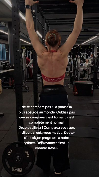 Soyez fière de vous et du chemin que vous avez parcourus. Il y a encore 1 an je ne levais pas mon propre poids aujourd'hui j'arrive à faire des tractions et surtout pour la première fois je teste + 10 kilos.
