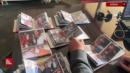 Konyalı egzoz tamircisi müşterileriyle fotoğraf çektirerek albüm oluşturuyor