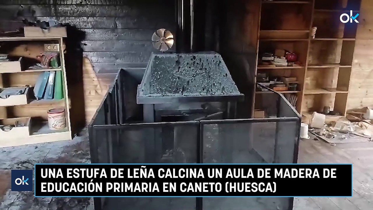 Una estufa de leña calcina un aula de madera de Educación Primaria en Caneto (Huesca)