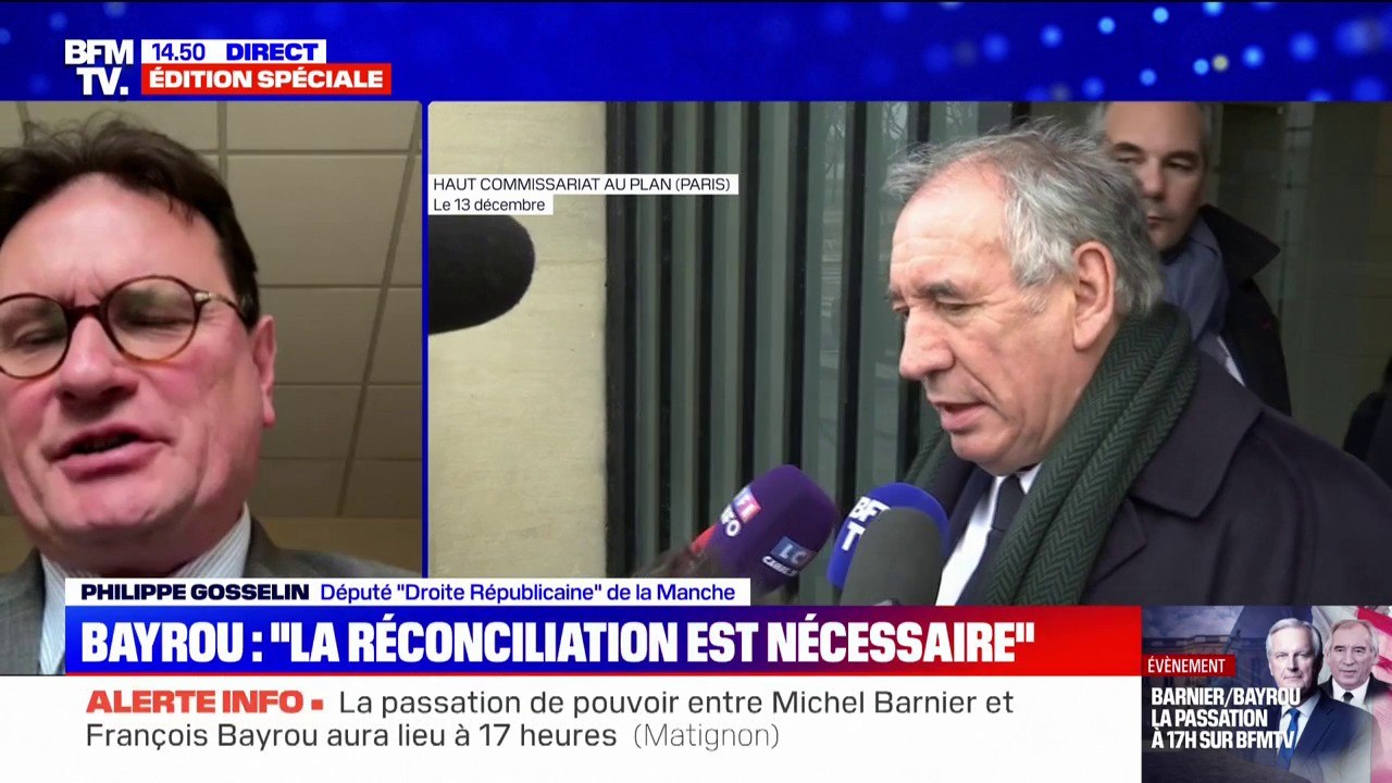 François Bayrou nommé à Matignon: "Tout le monde doit parler à tout le monde", déclare Philippe Gosselin, député LR