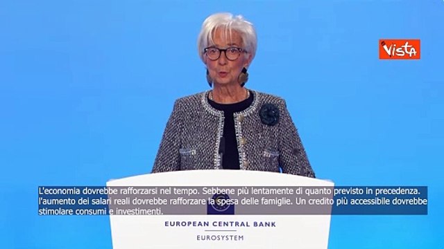 Lagarde: Crescita sar? pi? lenta del previsto, bisogna dare seguito a proposte Draghi