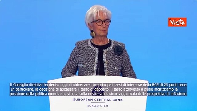 Lagarde: Abbasseremo tassi di interesse della BCE di 25 punti base
