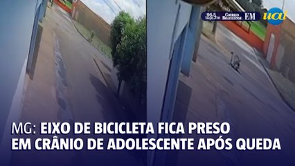 Adolescente cai de bicicleta e eixo de roda fica preso no crânio dele