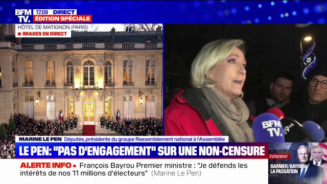 François Bayrou à Matignon: le Rassemblement national garde les mêmes conditions que celles fixées en juillet , indique Marine Le Pen