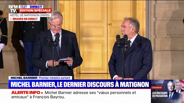 Passation de pouvoir: Ce temps très bref, nous avons essayé de l'utiliser au mieux , déclare Michel Barnier, Premier ministre sortant