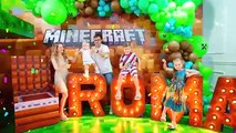 Happy Birthday Roma is 9 years old, birthday in Minecraft style