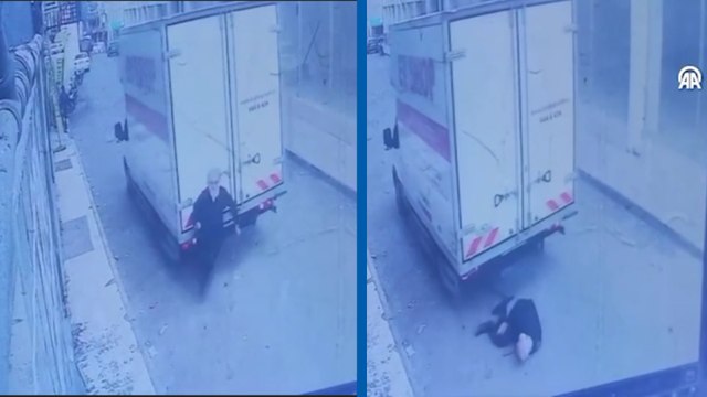 Hatay'da kamyonetin yayaya çarptığı kaza güvenlik kamerasında
