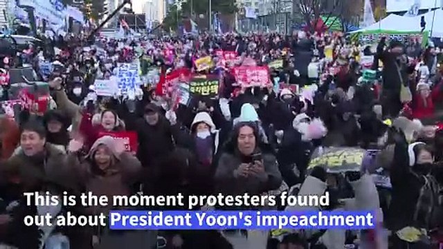 Protesters celebrate as President Yoon agrees to 'step aside' after impeachment vote