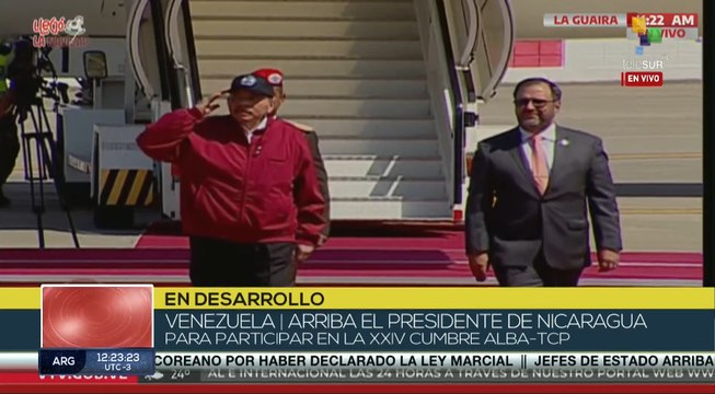 Presidente de Nicaragua llega a Venezuela para participar en XXIV cumbre del ALBA-TCP