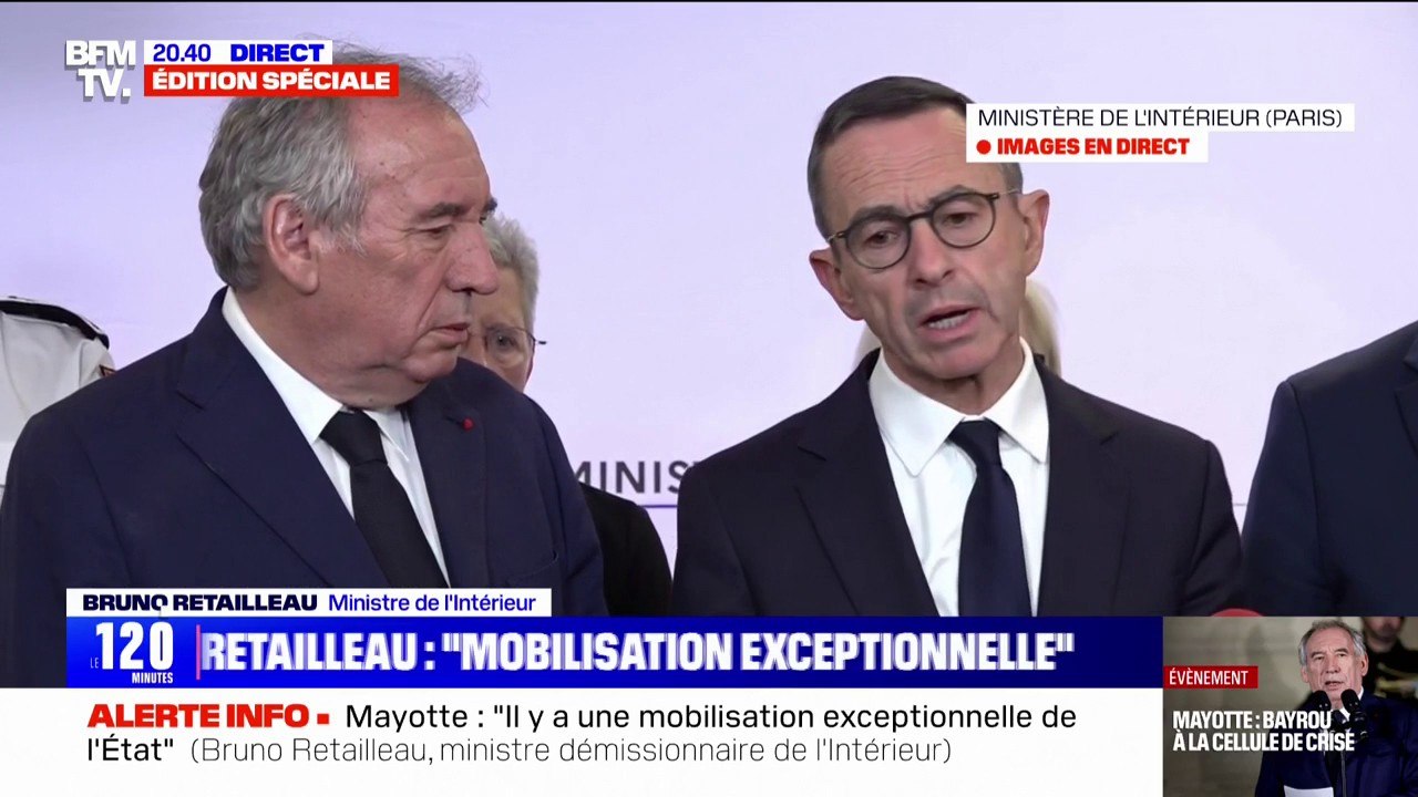 Bruno Retailleau (ministre démissionnaire de l'Intérieur), sur le cyclone à Mayotte: "Il y a une mobilisation exceptionnelle de l'État"
