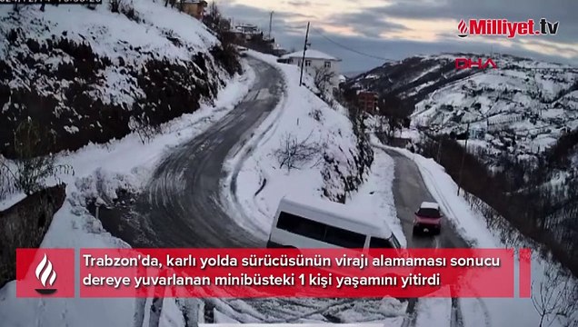 Korkunç kaza anbean kaydedildi! Minibüs önce taklalar attı, sonra dereye uçtu