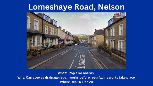 Central & East Lancashire roadworks 16/12-22/12