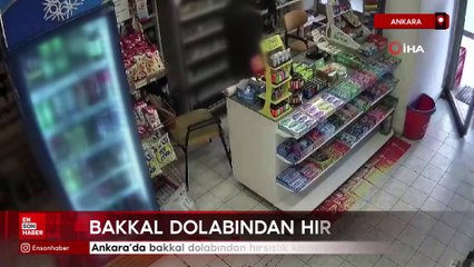 Ankara'da bakkal dolabından hırsızlık kameraya yansıdı